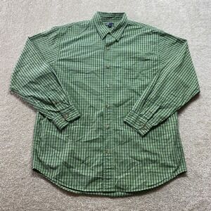 BKE‎ Division Shirt Mens Medium Green Blue Plaid Button Down Long Sleeve Cotton